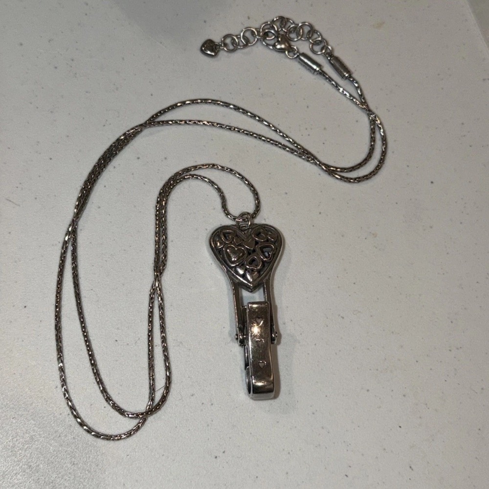 Brighton Floating Heart Reversible ID‎ Holder Lanyard Badge Clip Necklace